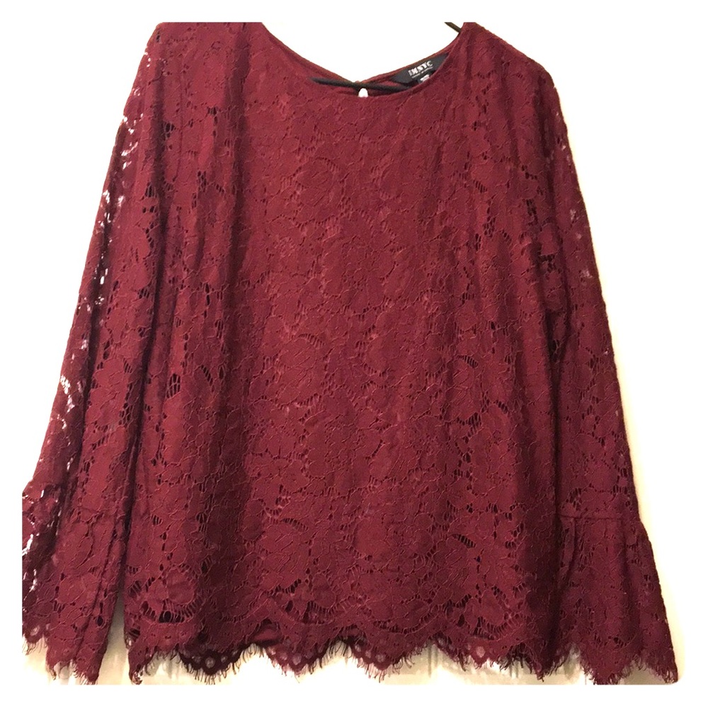Isaac Mizrahi IM NYC Maroon Lace Top